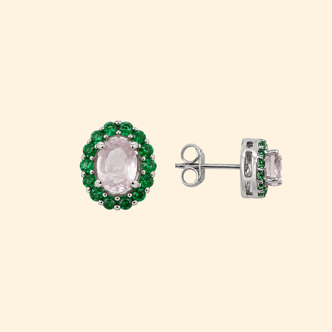 Corallina Oval Earrings in Rose Quartz