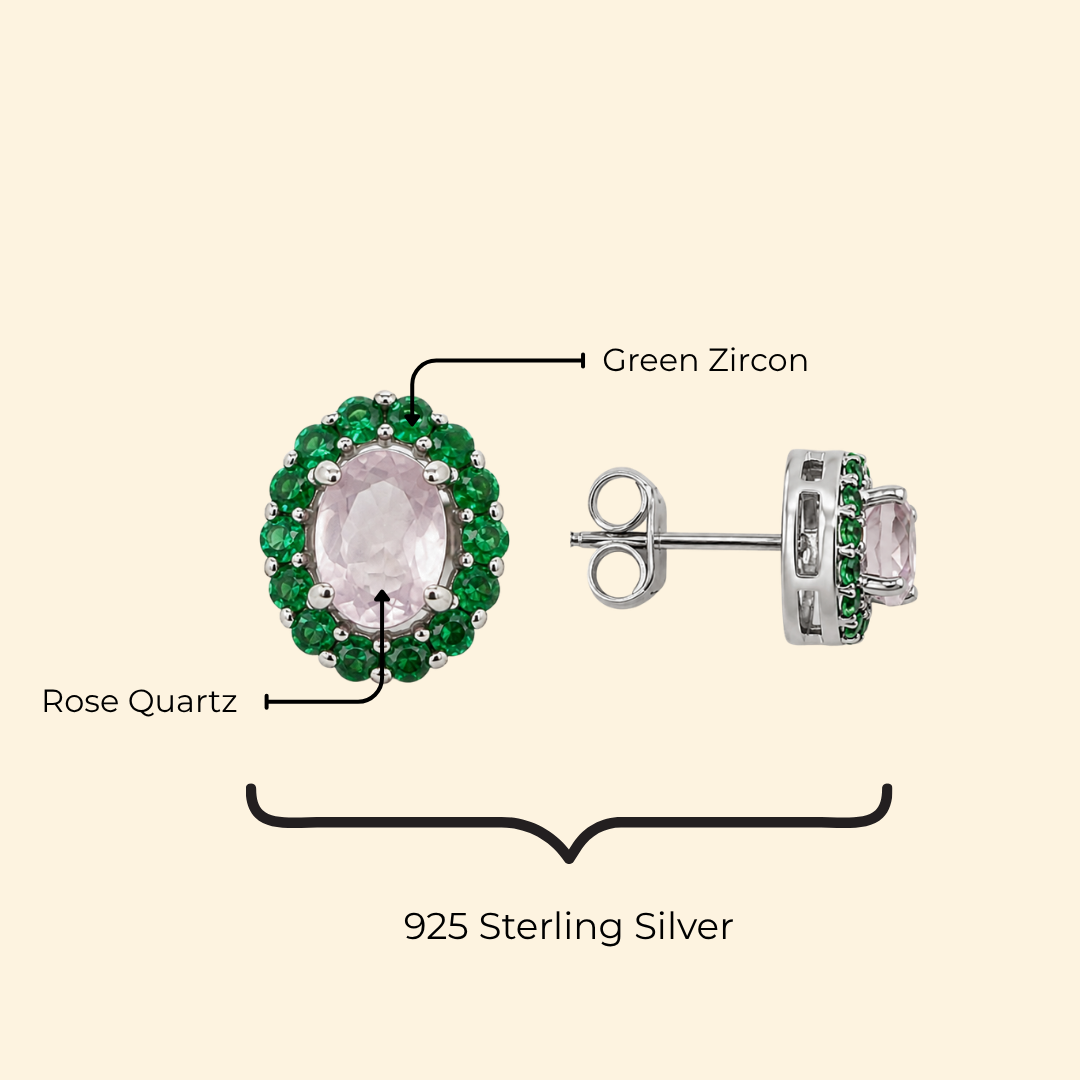Corallina Oval Earrings in Rose Quartz