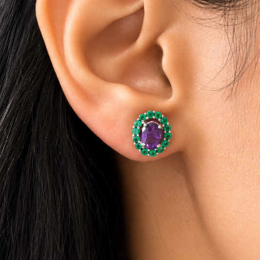Corallina Oval Earrings in Amethyst