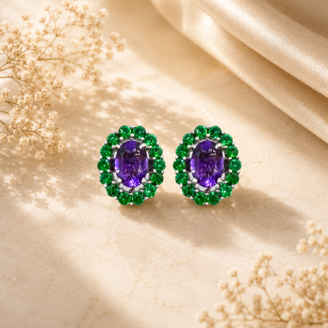 Corallina Oval Earrings in Amethyst