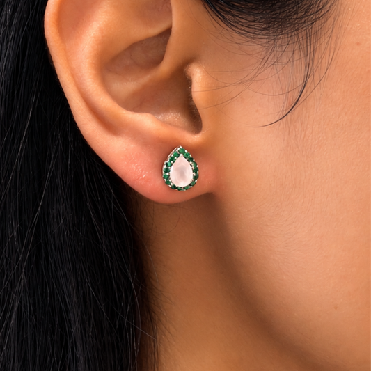 Corallina Pear Earrings in Rose Quartz