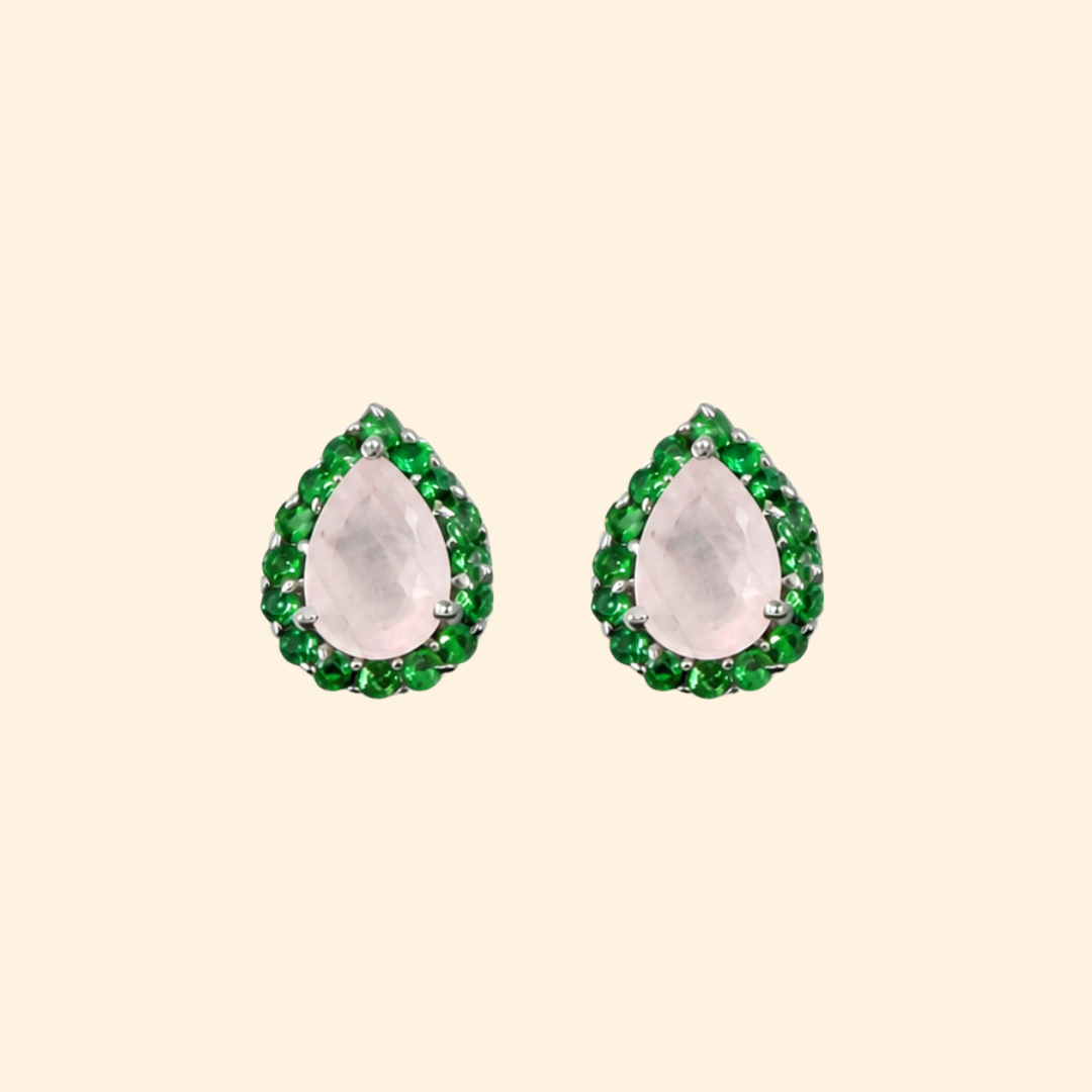 Corallina Pear Earrings in Rose Quartz