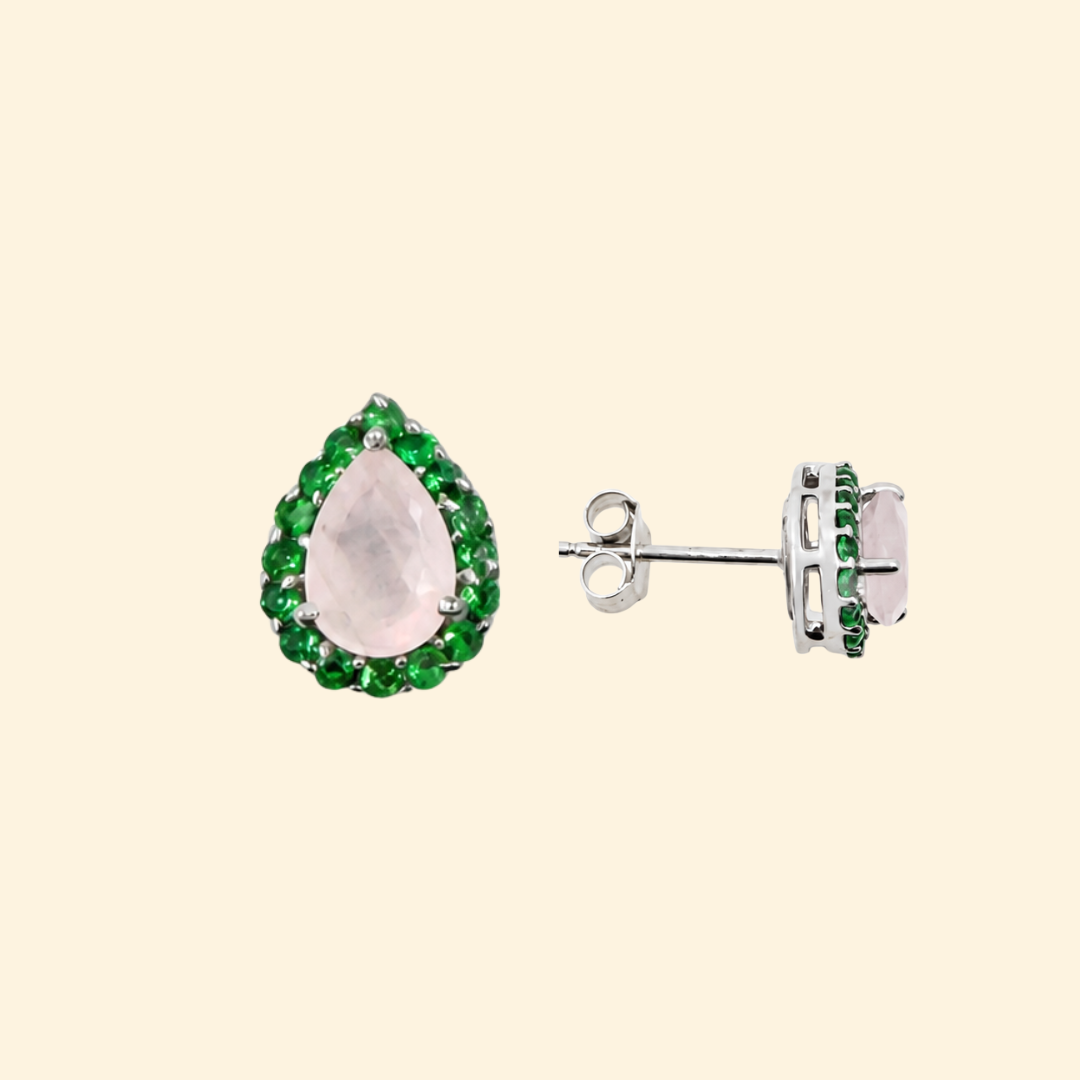 Corallina Pear Earrings in Rose Quartz