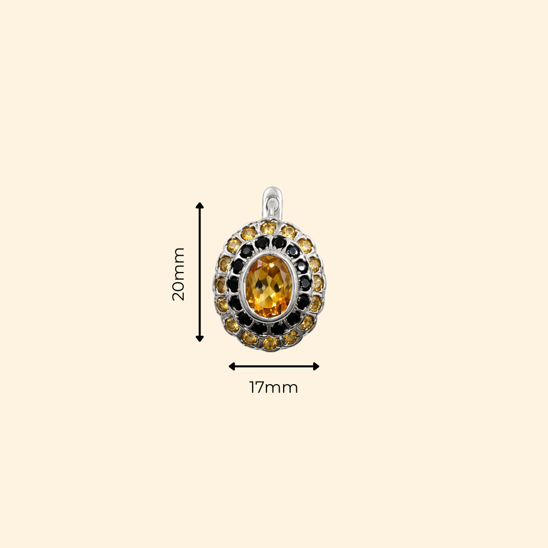 Cosmic Clustre Oval Earrings in Citrine