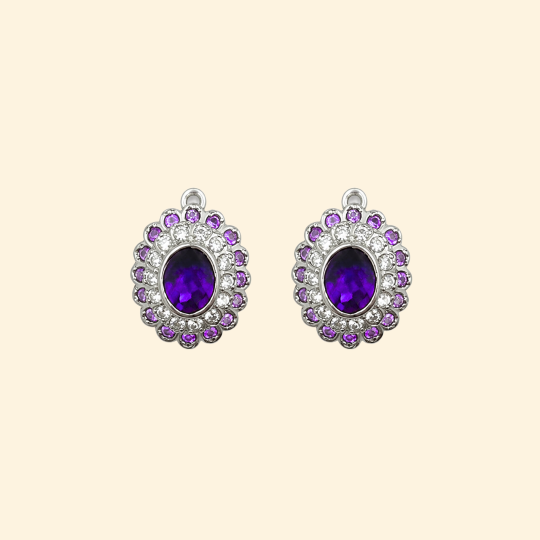 Cosmic Clustre Oval Earrings in Amethyst