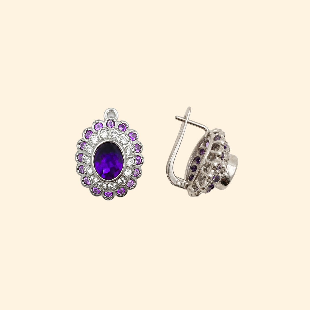 Cosmic Clustre Oval Earrings in Amethyst