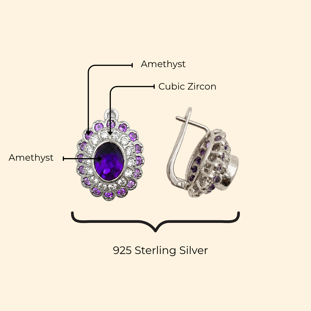 Cosmic Clustre Oval Earrings in Amethyst