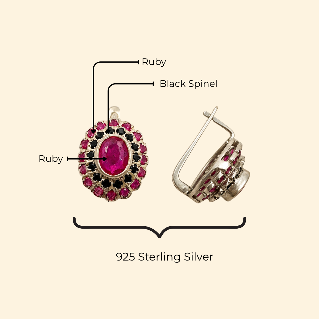 Cosmic Clustre Oval Earrings in Ruby