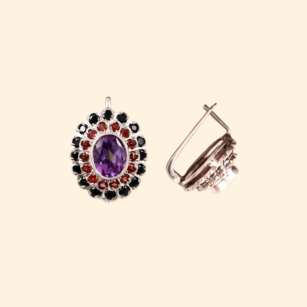Cosmic Clustre Oval Earrings in Alexandrite