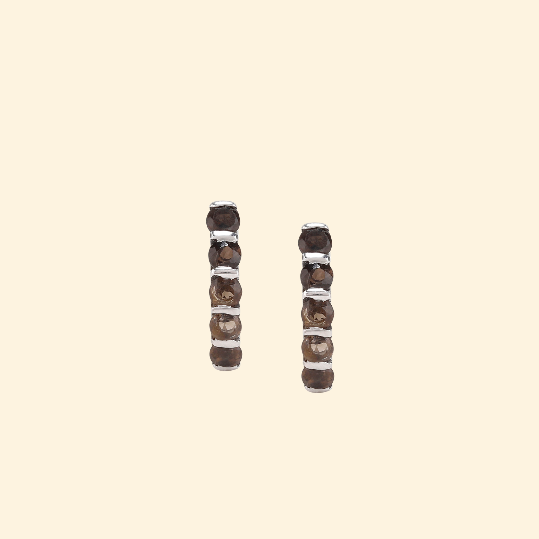 Eternity Hoop Earrings in Smoky Quartz