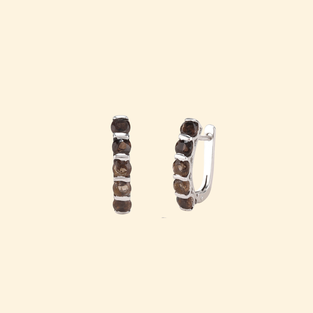 Eternity Hoop Earrings in Smoky Quartz