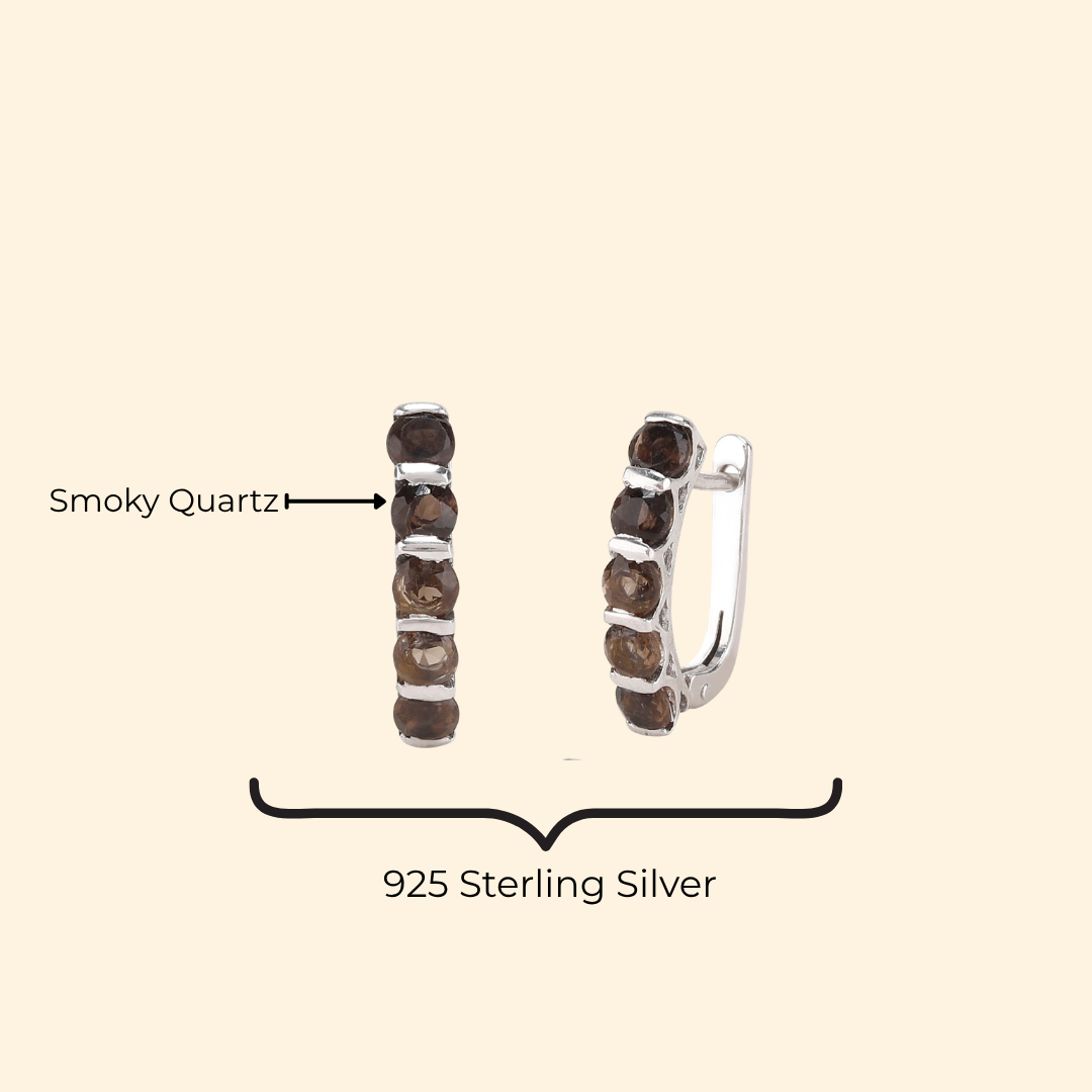 Eternity Hoop Earrings in Smoky Quartz