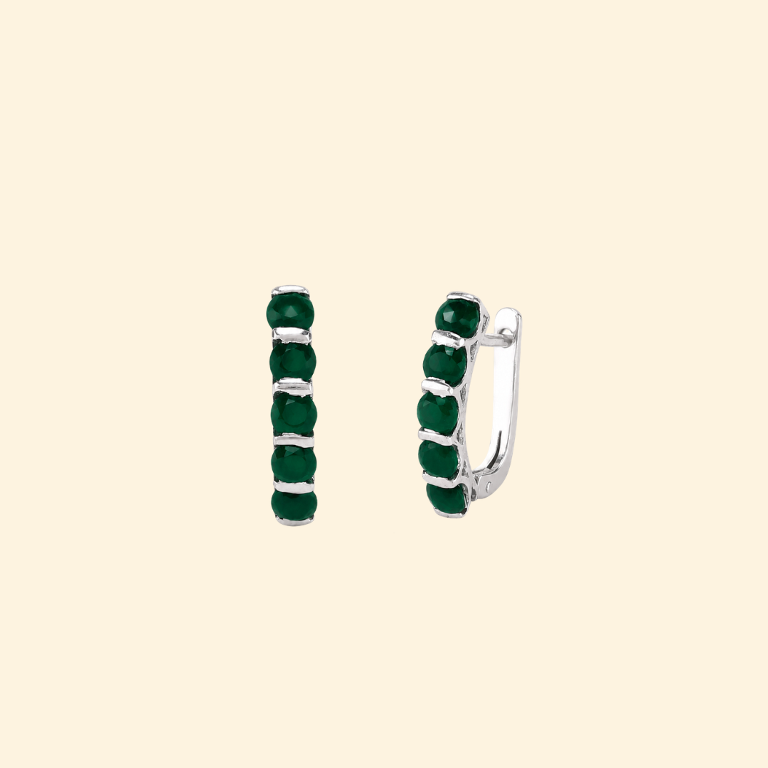 Eternity Hoop Earrings in Green Onyx