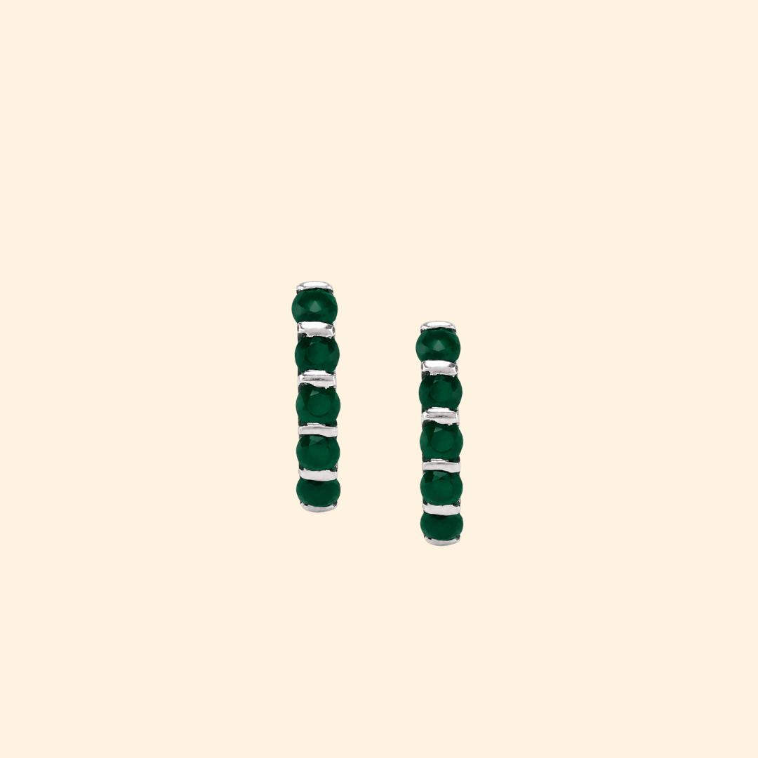 Eternity Hoop Earrings in Green Onyx