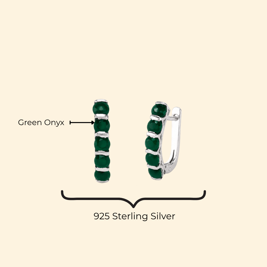 Eternity Hoop Earrings in Green Onyx