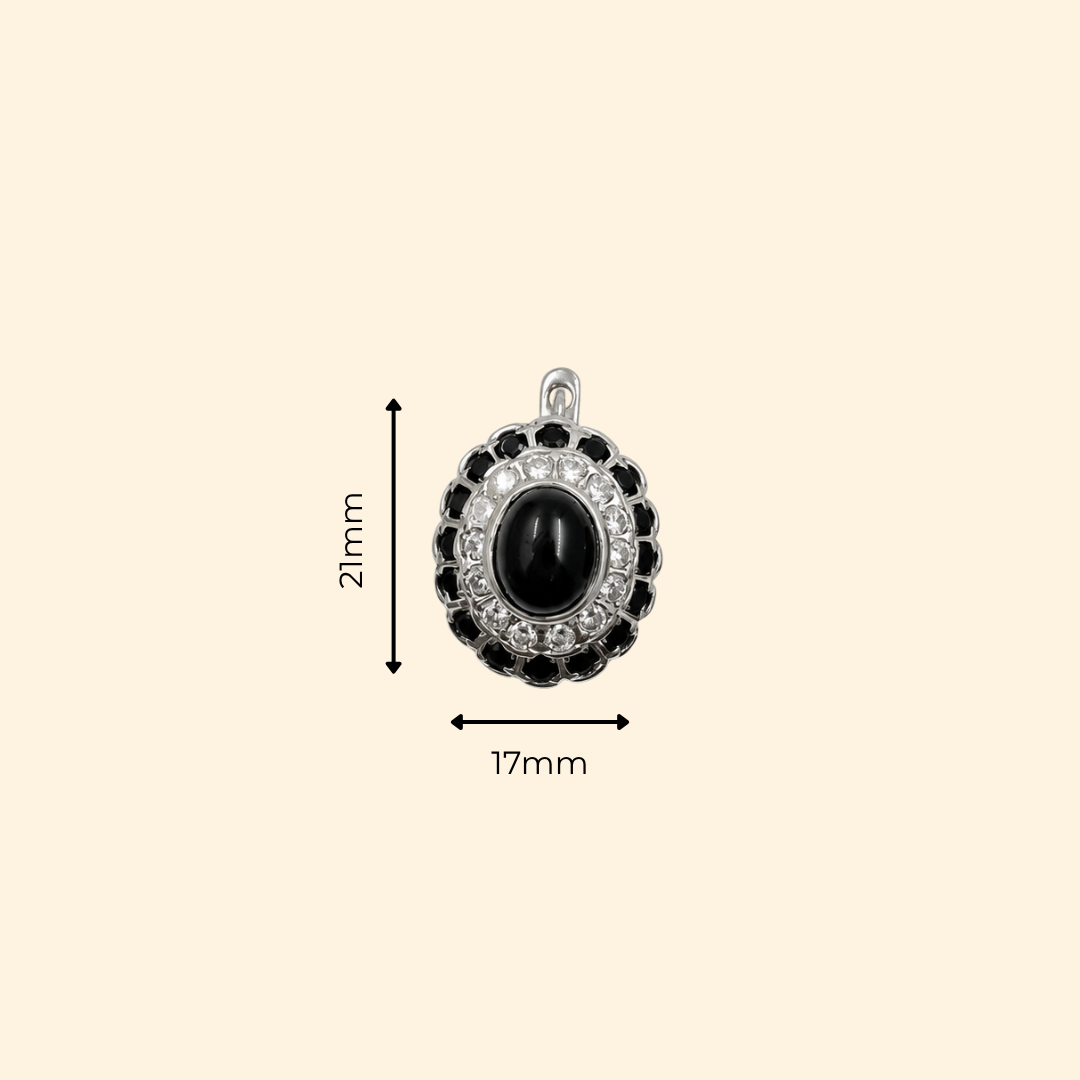 Cosmic Clustre Oval Earrings in Black Star