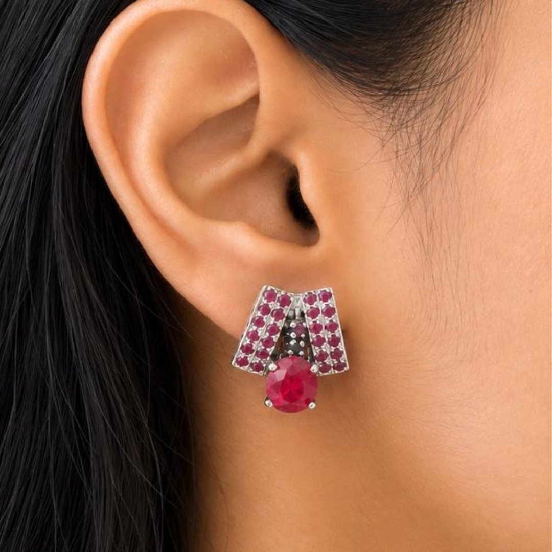 Elegance Cascade in Ruby Earrings