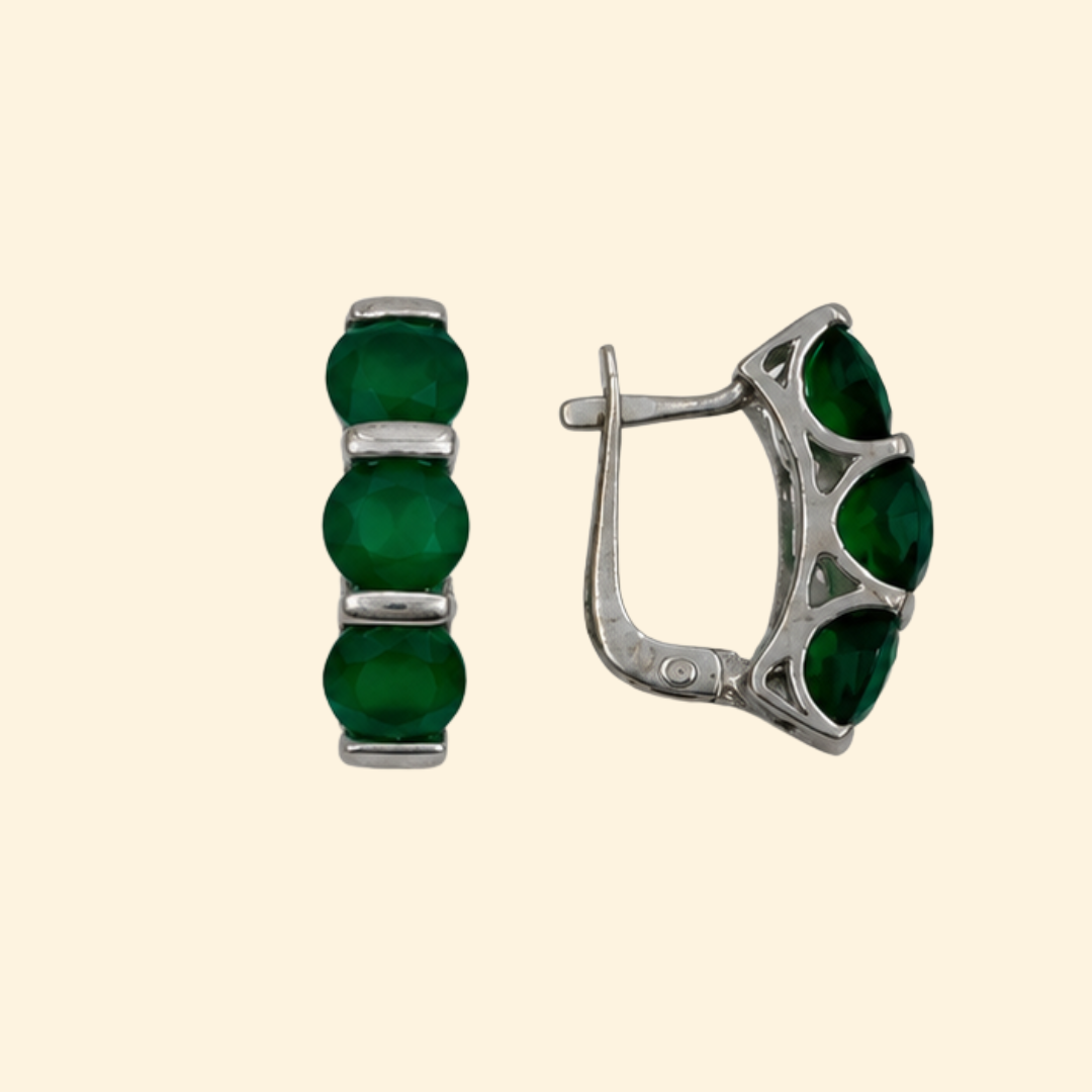 Green Onyx Trinity Earrings