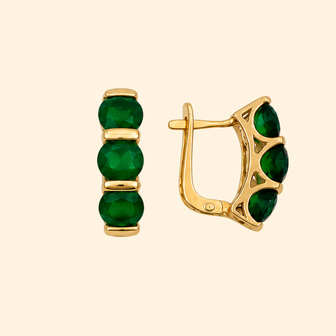 Green Onyx Trinity Earrings
