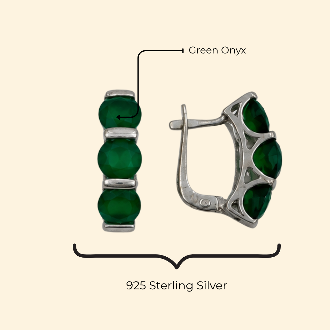 Green Onyx Trinity Earrings