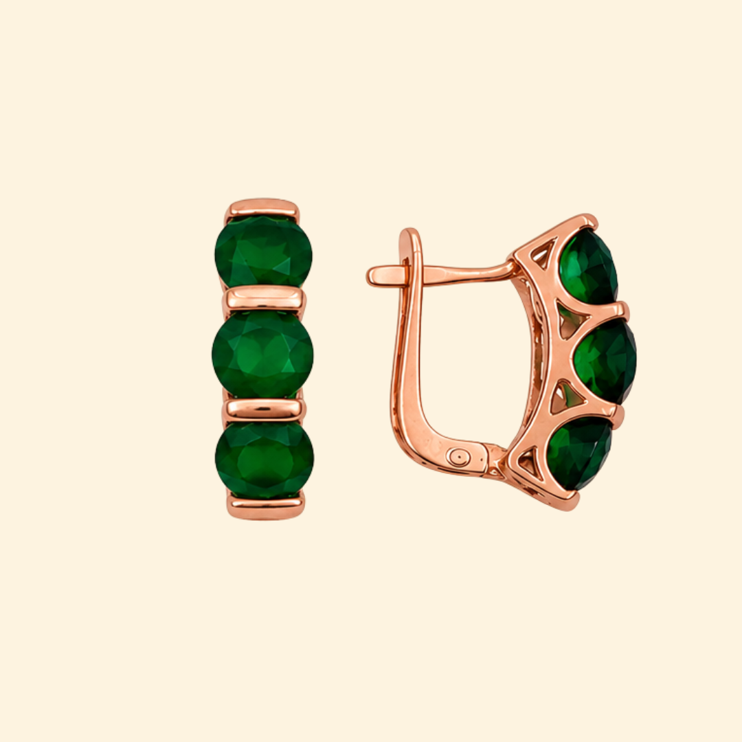 Green Onyx Trinity Earrings