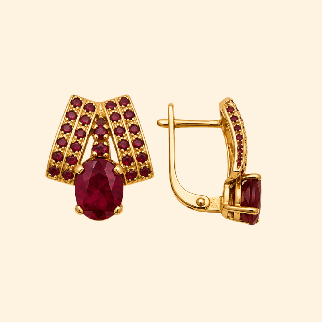 Elegance Cascade in Ruby Earrings