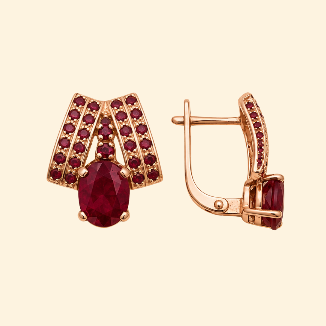 Elegance Cascade in Ruby Earrings