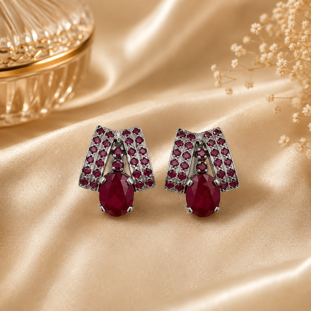 Elegance Cascade in Ruby Earrings