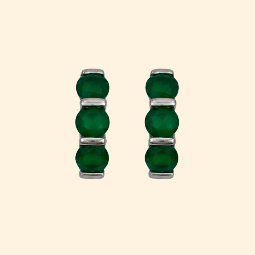 Green Onyx Trinity Earrings