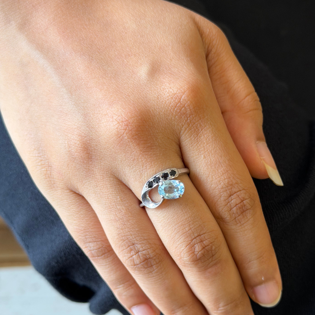 Vesper Sky Blue Topaz & Spinel Drop Ring