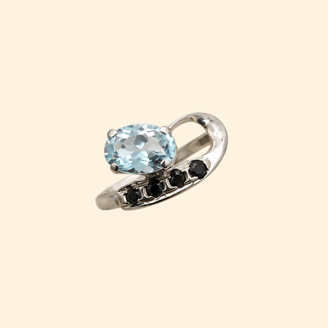 Vesper Sky Blue Topaz & Spinel Drop Ring