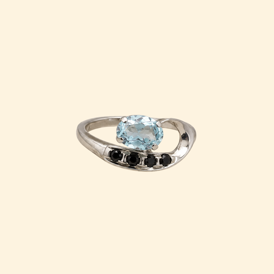 Vesper Sky Blue Topaz & Spinel Drop Ring