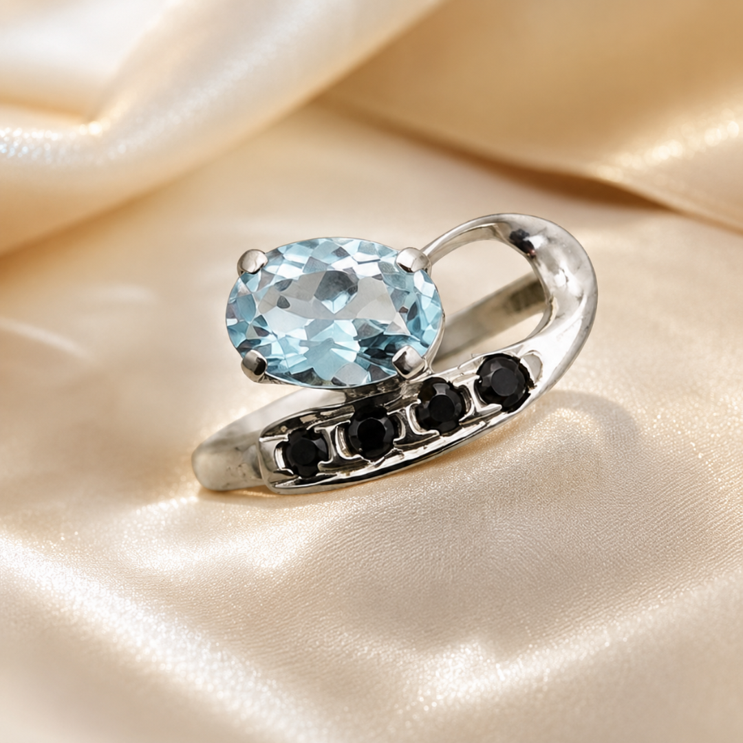 Vesper Sky Blue Topaz & Spinel Drop Ring