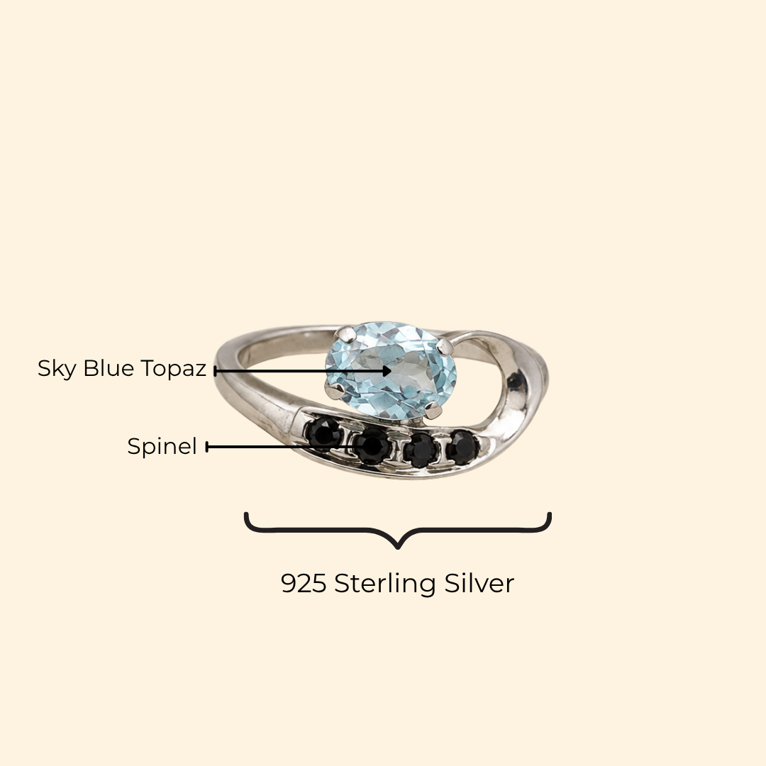 Vesper Sky Blue Topaz & Spinel Drop Ring