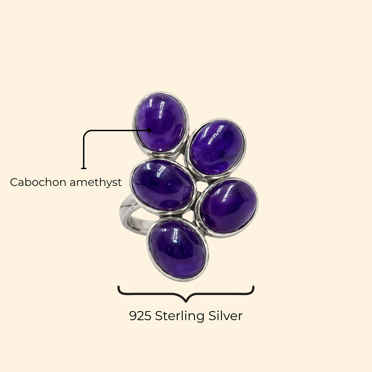 Grape Hanging Ring in Amethyst
