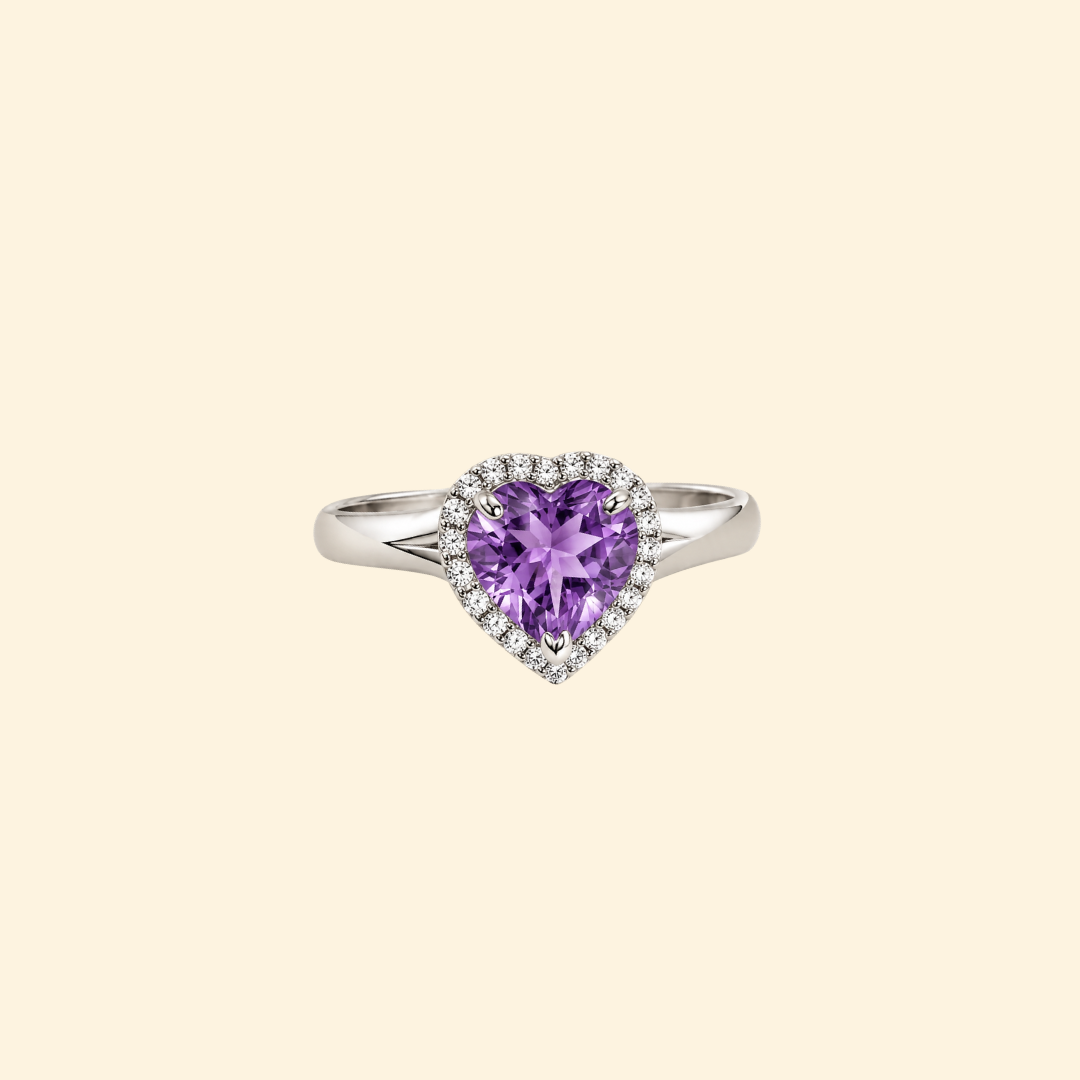 Heart Corallina Ring in Amethyst
