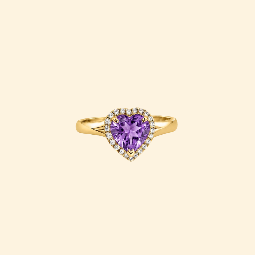 Heart Corallina Ring in Amethyst
