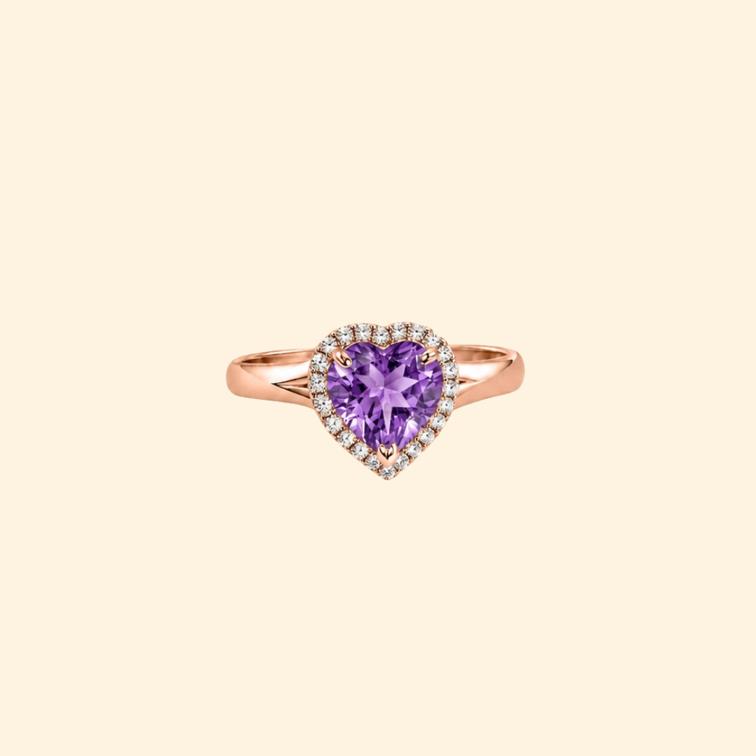 Heart Corallina Ring in Amethyst