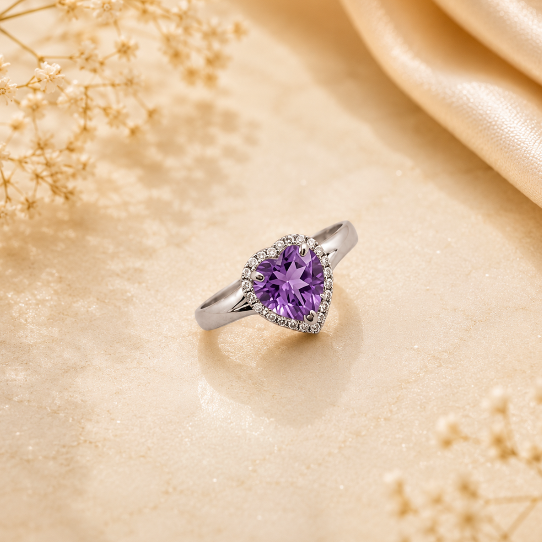 Heart Corallina Ring in Amethyst