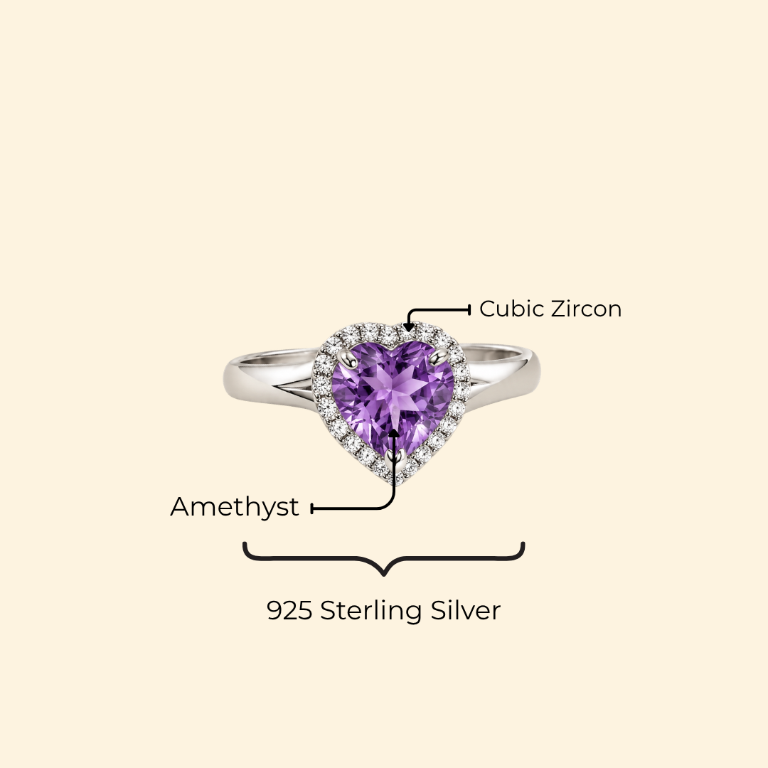 Heart Corallina Ring in Amethyst