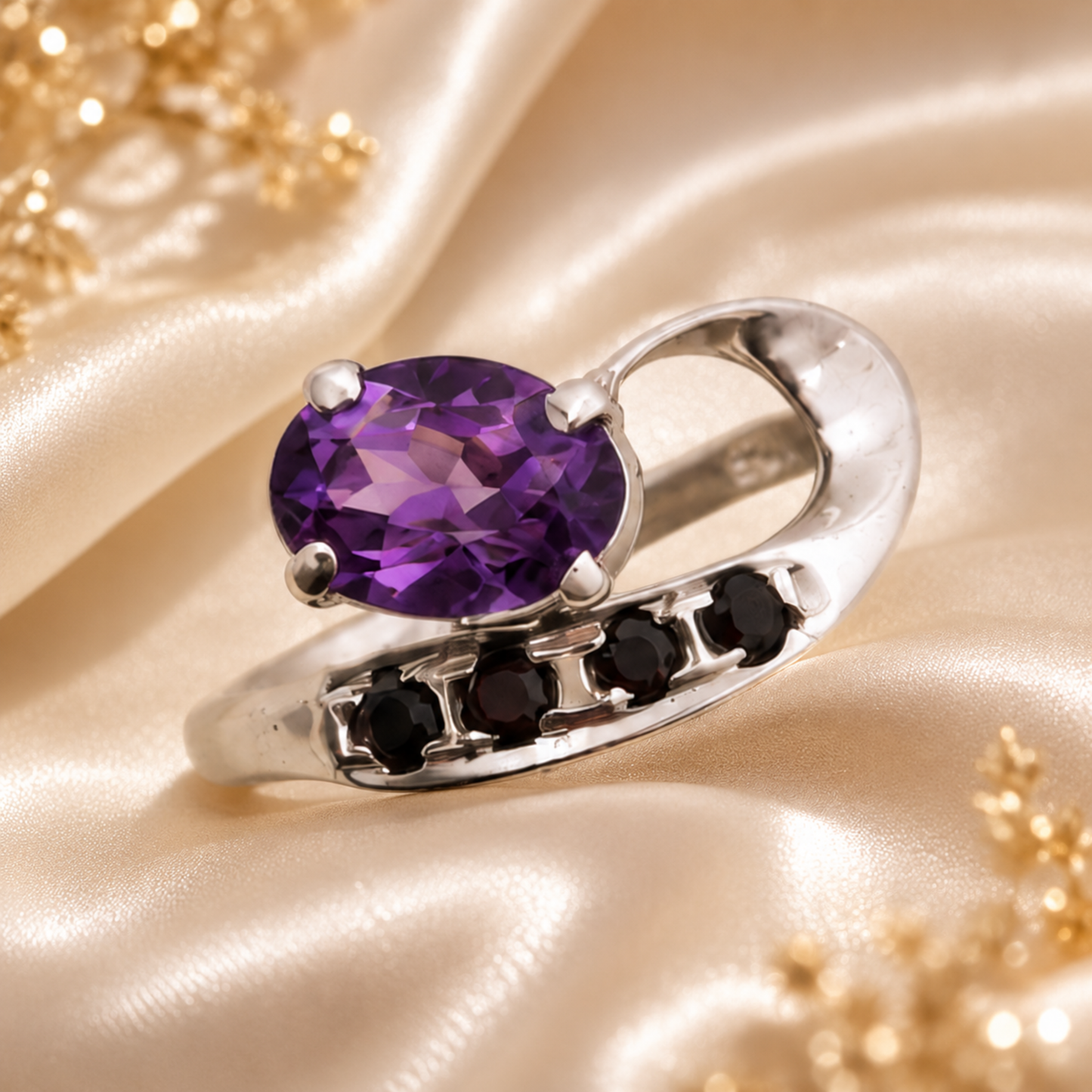 Vesper Amethyst & Spinel Drop Ring