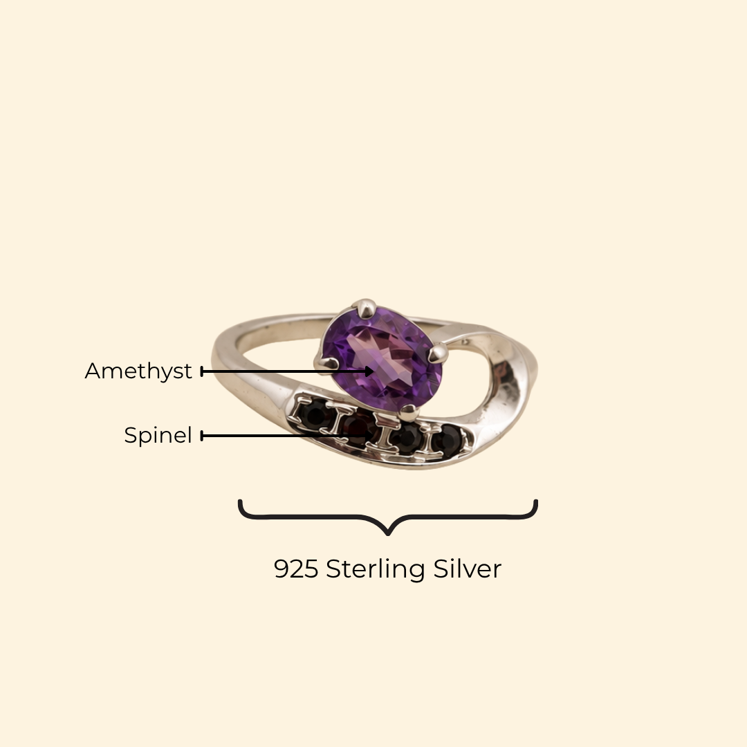 Vesper Amethyst & Spinel Drop Ring