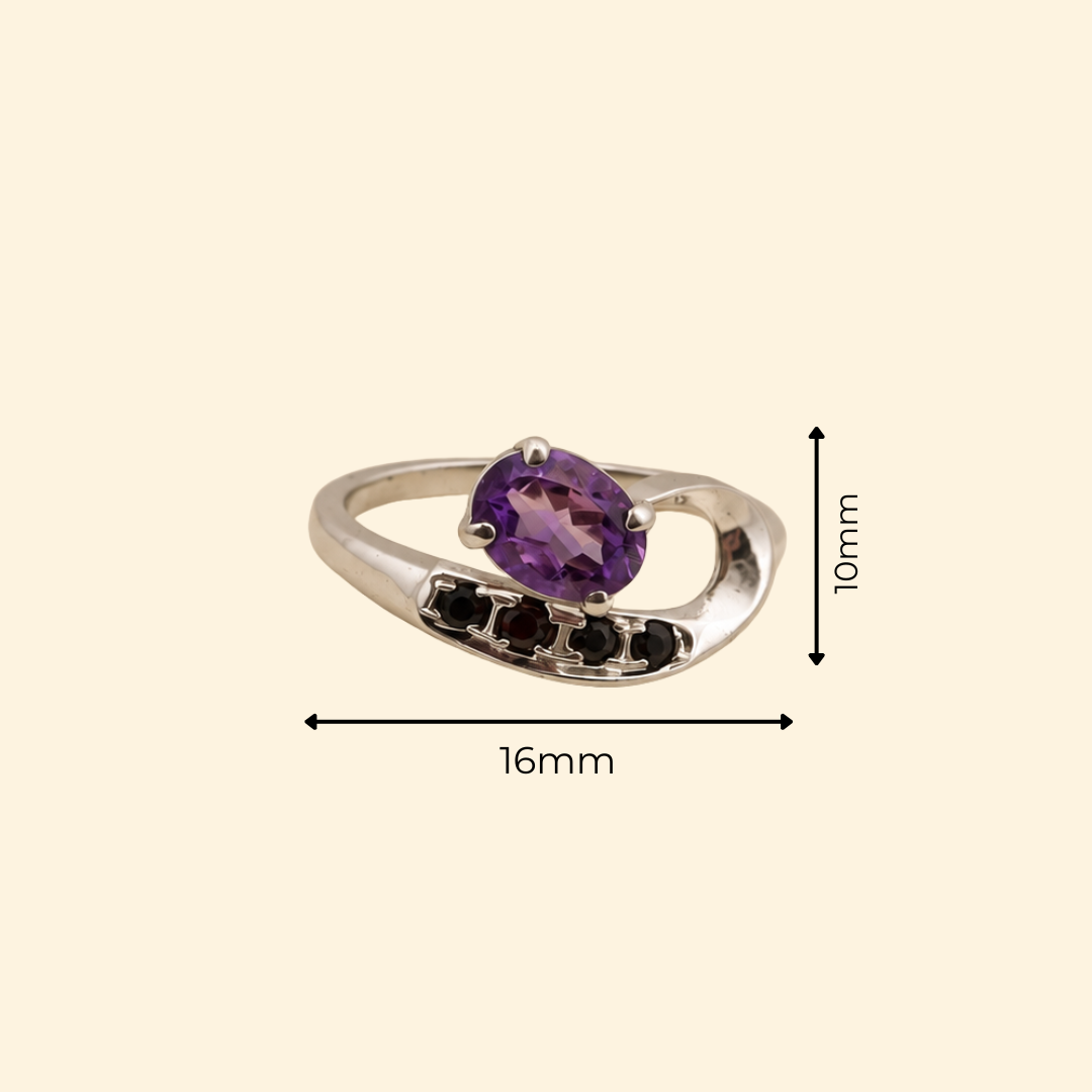 Vesper Amethyst & Spinel Drop Ring