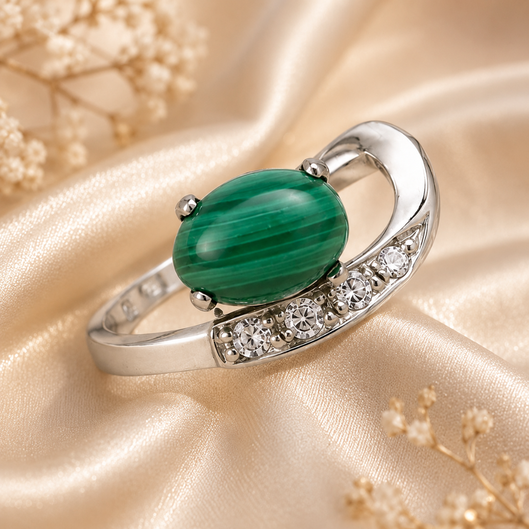 Vesper Malachite Drop Ring