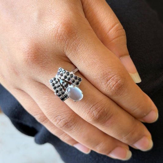 Elegance Cascade in Moonstone Ring