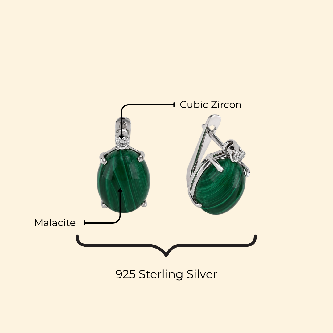 Shooting Star Oval Earrings in Malacite