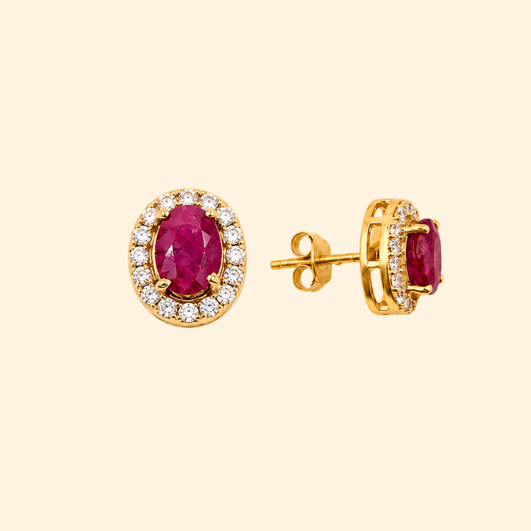 Corallina Oval Earrings in Ruby