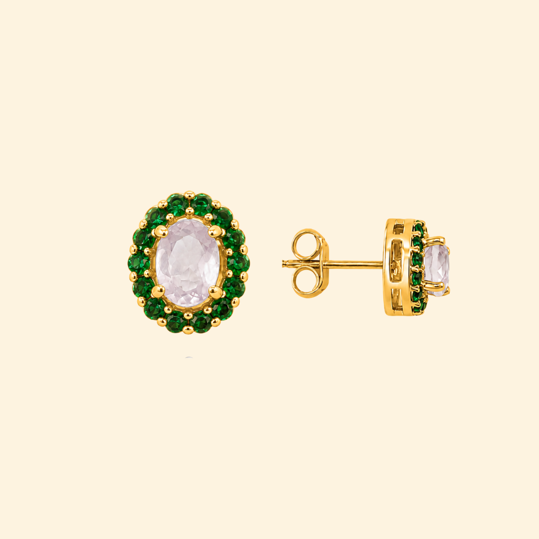 Corallina Oval Earrings in Rose Quartz