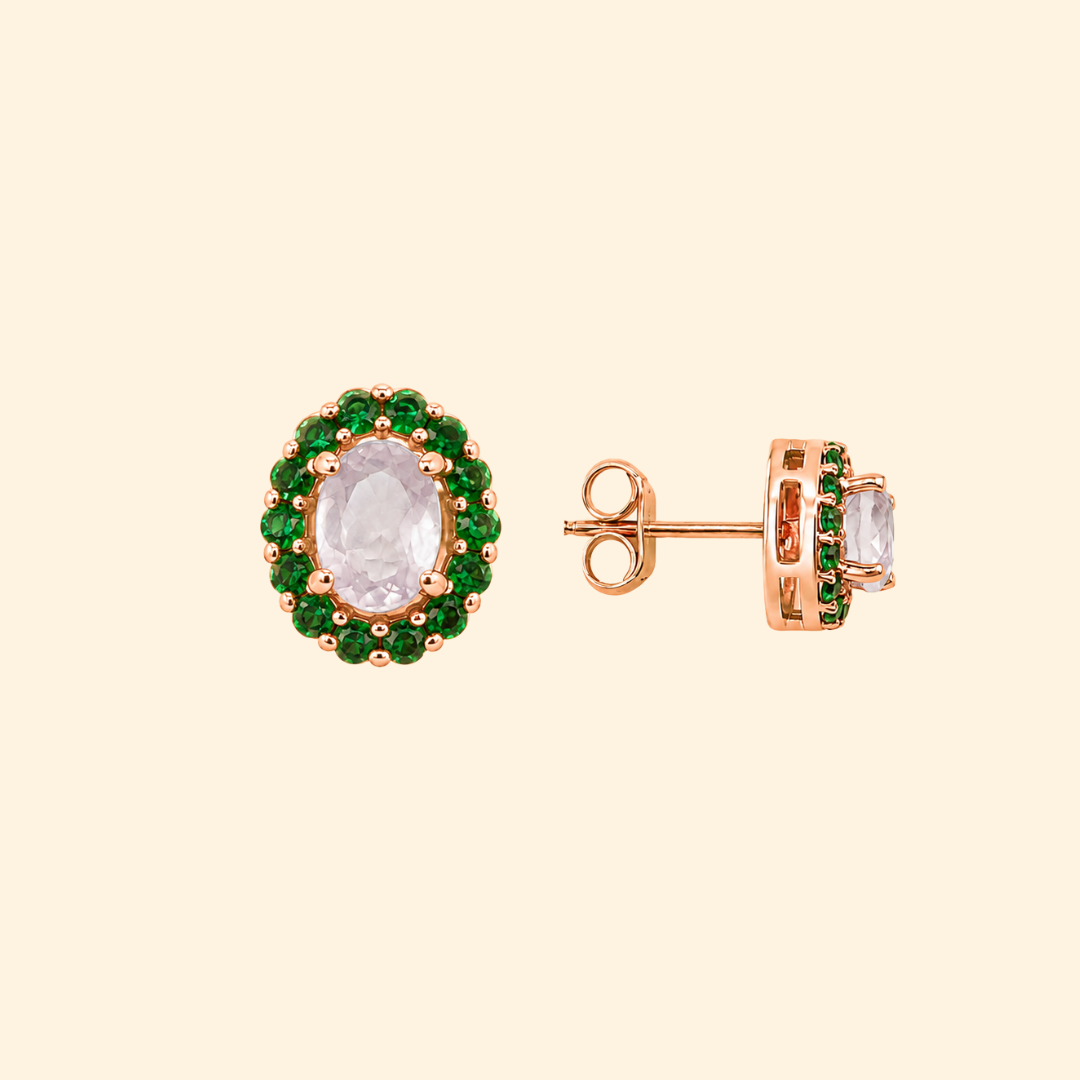 Corallina Oval Earrings in Rose Quartz