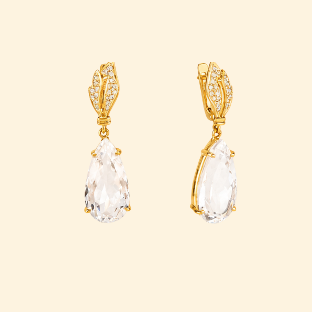 Clear Quartz Pear Earrings